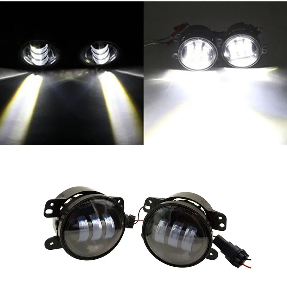 Lantsun 4Inch LED Fog Lights White Led Chip for 2007-2018 Wrangler JK | 30W Waterproof Aluminum Housing - view 2