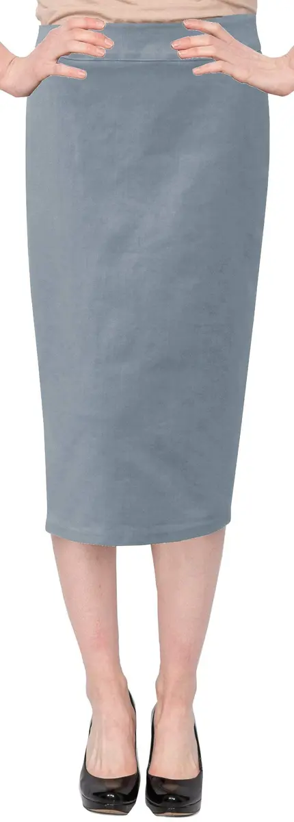 BABY O Women's Below The Knee Stretch Denim Pencil Skirt 6 | Comfortable, Versatile & Made in USA - view 3