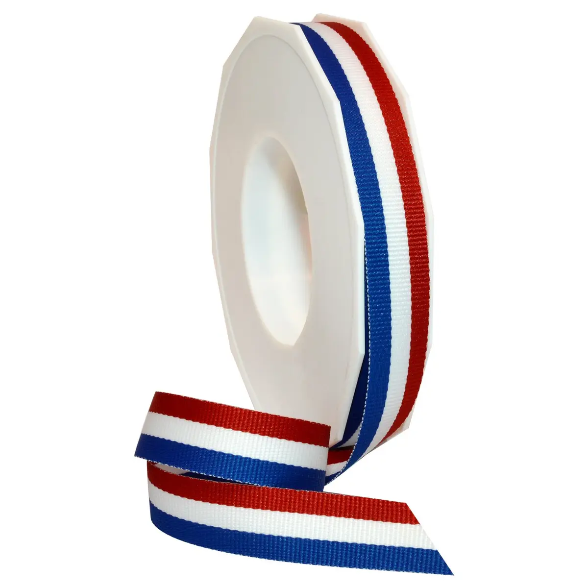 Morex Ribbon Striped Grosgrain Ribbon 5/8" (20 YD) Patriotic Red/White/Blue | Perfect for 4th of July & Crafts - main product image