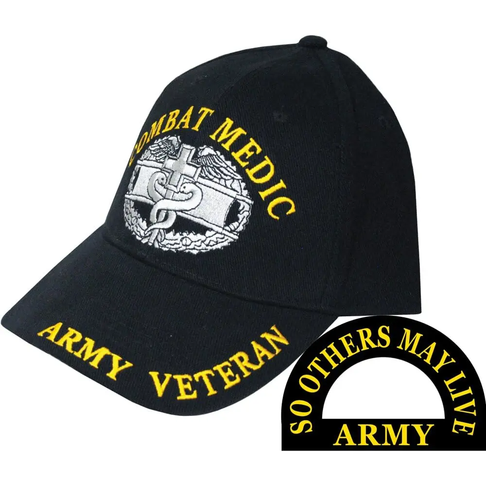 Eagle Emblems Mens Combat Medic Embroidered Ball Cap Adjustable Black | Military Style, 100% Cotton Twill - main product image