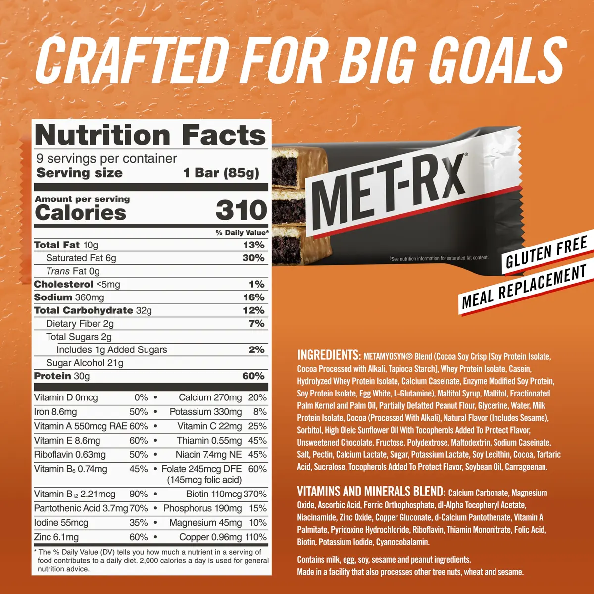 MET-Rx Protein Plus Bar, Peanut Butter Cup | High Protein, Gluten Free, 85 g, 9 Count - view 7