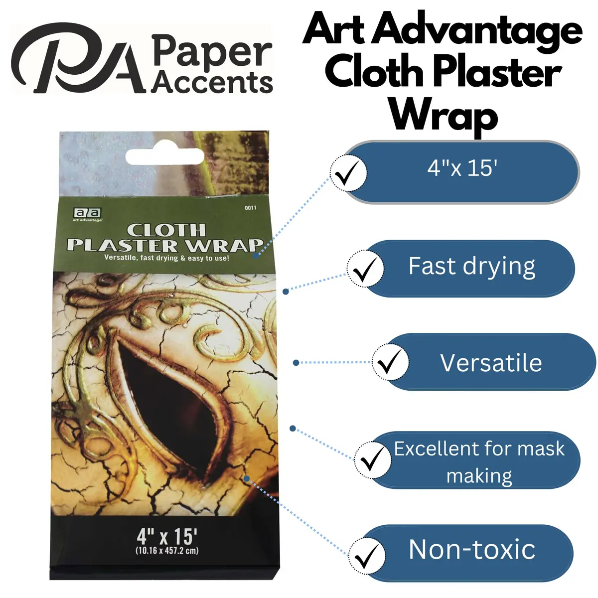 Art Advantage Cloth Plaster Wrap 4x180 | Fast Drying, Easy to Use, Versatile Sculpture Material - view 2