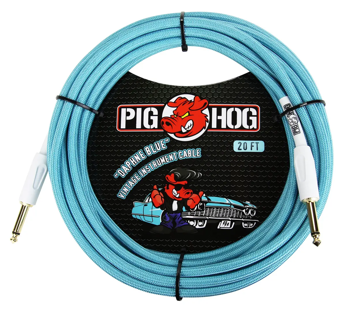 Pig Hog PCH20DB 1/4" to 1/4" Daphne Blue Guitar Instrument Cable | 20 Feet, Overbuilt for Touring - main product image