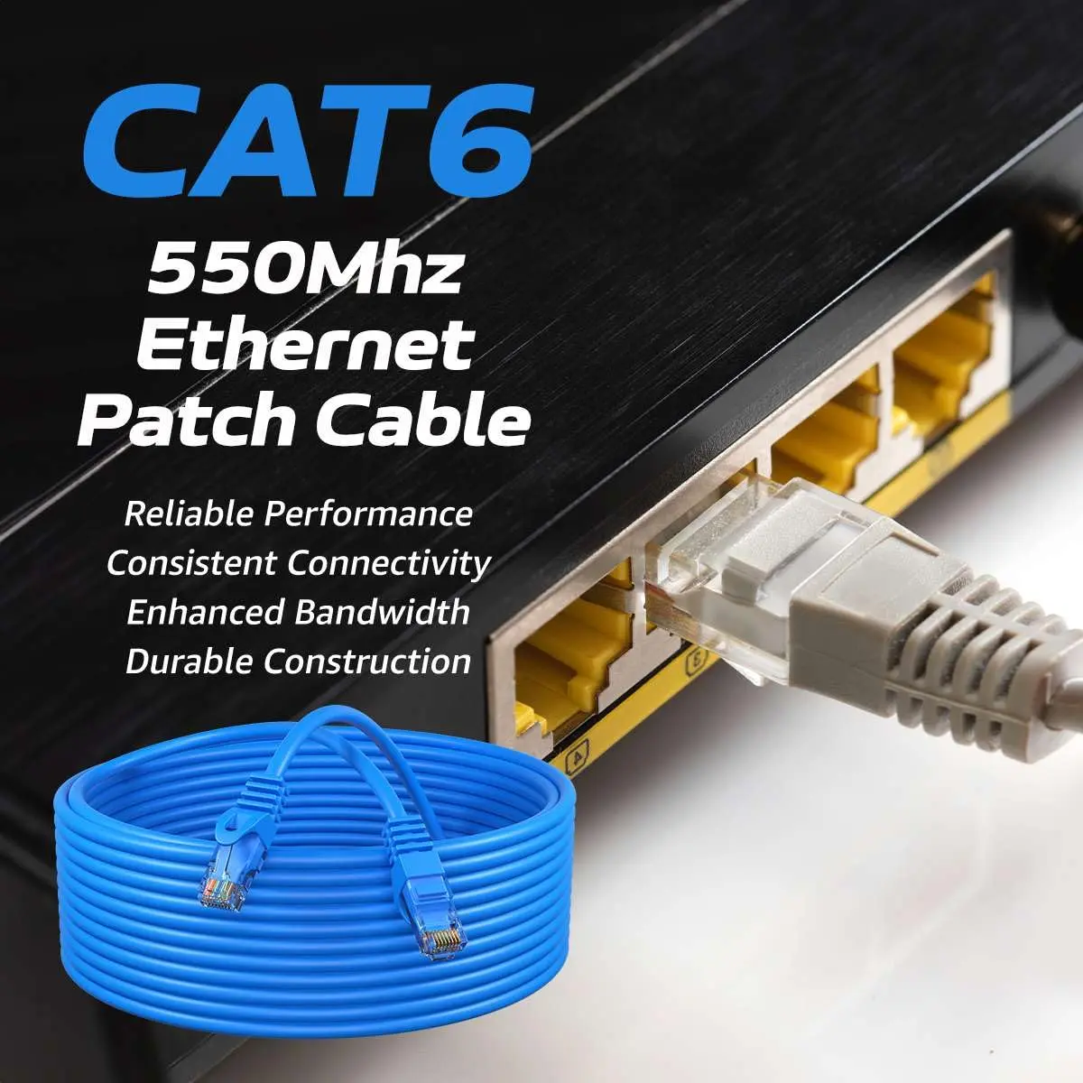 Cables Direct Online Cat6 50ft Network Ethernet Patch Cable | 550Mhz, Backwards Compatible with Cat5, Blue - view 2