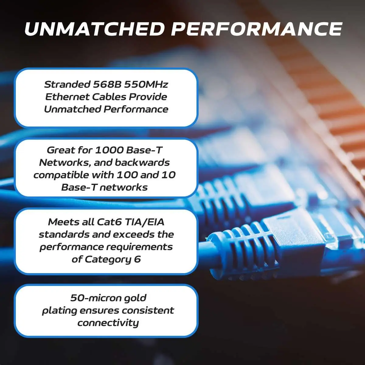 Cables Direct Online Cat6 50ft Network Ethernet Patch Cable | 550Mhz, Backwards Compatible with Cat5, Blue - view 4