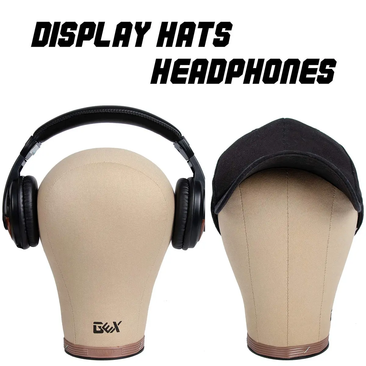 GEXWORLDWIDE 20"-24" Cork Canvas Block Head Wig Display Styling Head with Mount Hole (Light Brown, 22") - view 5