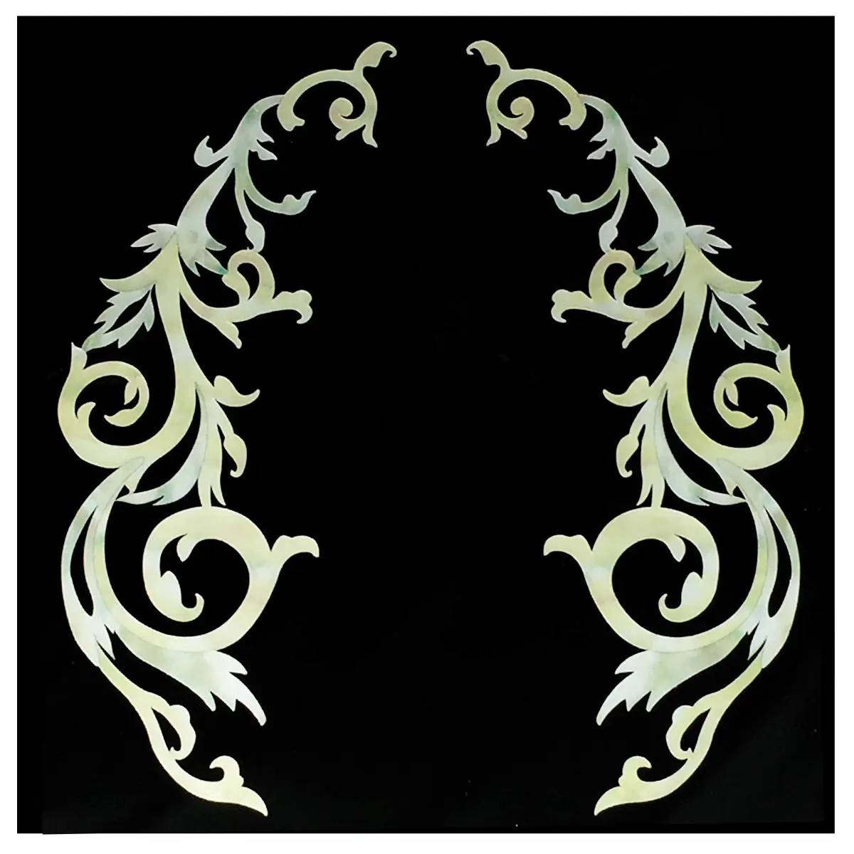 Inlaystickers Gothic Vine WT Symmetrical Set for Guitars & Bass Pickguard, White | Real Shell Inlay Sticker, Scratch Resistant - main product image