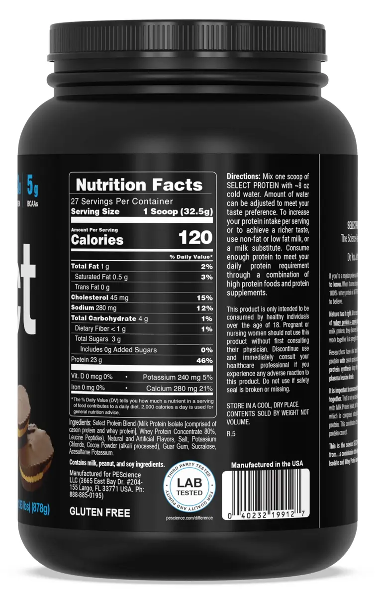 PEScience Select Protein Powder, Chocolate Peanut Butter Cup | High-Protein, Low-Calorie, Gluten-Free - view 7