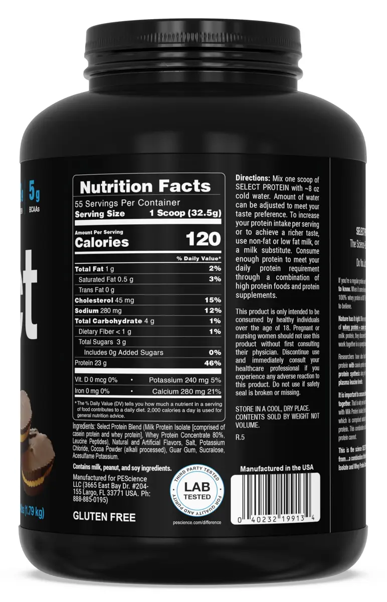 PEScience Select Protein Powder, Chocolate Peanut Butter Cup | 55 Servings, Gluten-Free & Keto - view 6