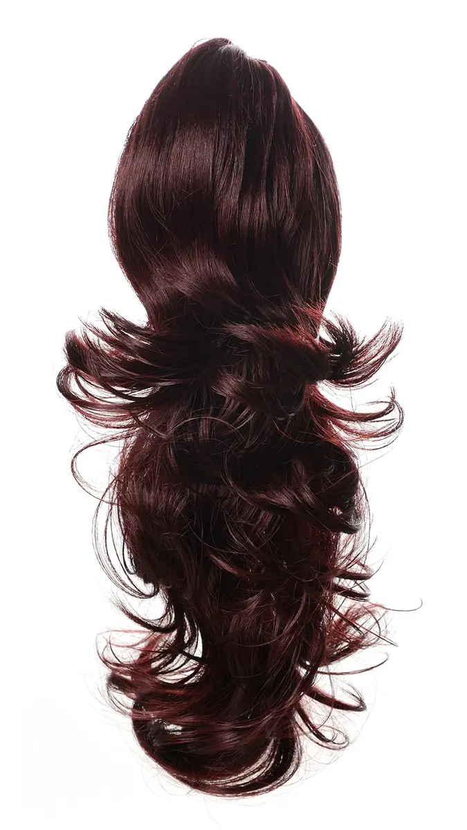 Onedor Synthetic Curly Ponytail Hair Extension 15" | Reversible Style with Clips (99T-Wine Red) - main product image