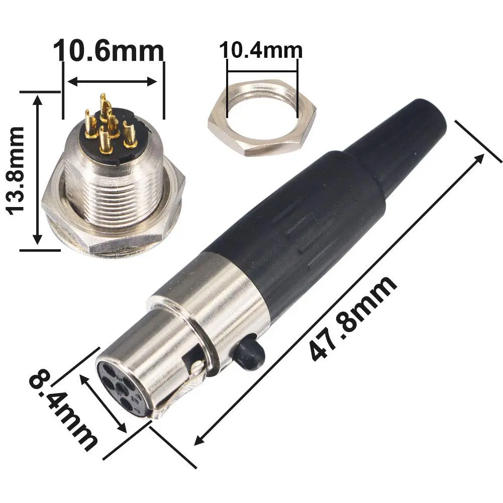 onelinkmore Mini XLR 5 Pin TA5F Female + TA5M Male Connector Set | Solder Type Mic Audio Adapter - view 5