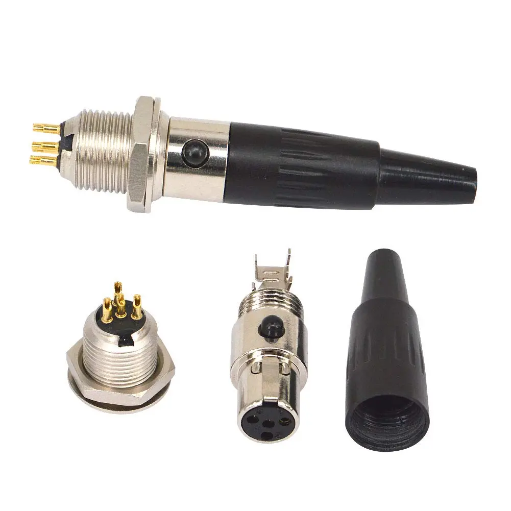 onelinkmore Mini XLR TA4F 4 Pin Male Female Panel Mount Socket 2 Sets | Gold Plated Audio Connectors for Microphones - view 2
