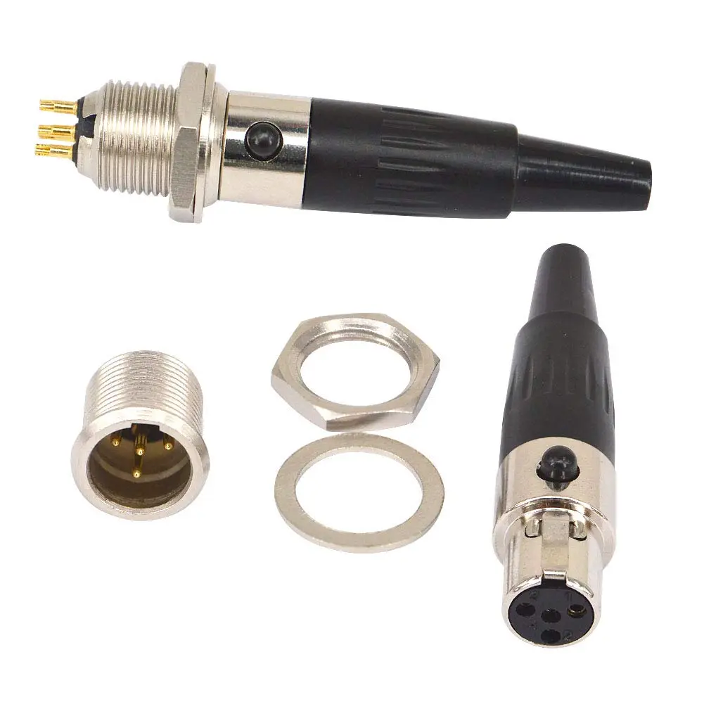 onelinkmore Mini XLR TA4F 4 Pin Male Female Panel Mount Socket 2 Sets | Gold Plated Audio Connectors for Microphones - view 3