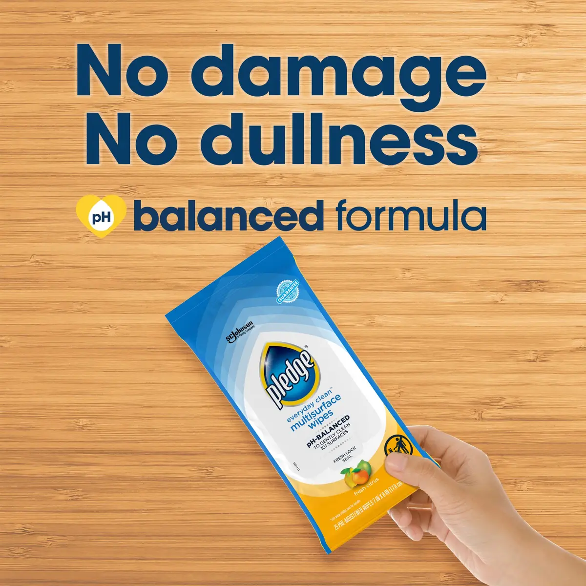 Pledge pH Balanced Multi Surface Cleaning Wipes, Fresh Citrus | 25 Ct, Safe & Effective for Indian Homes - view 5