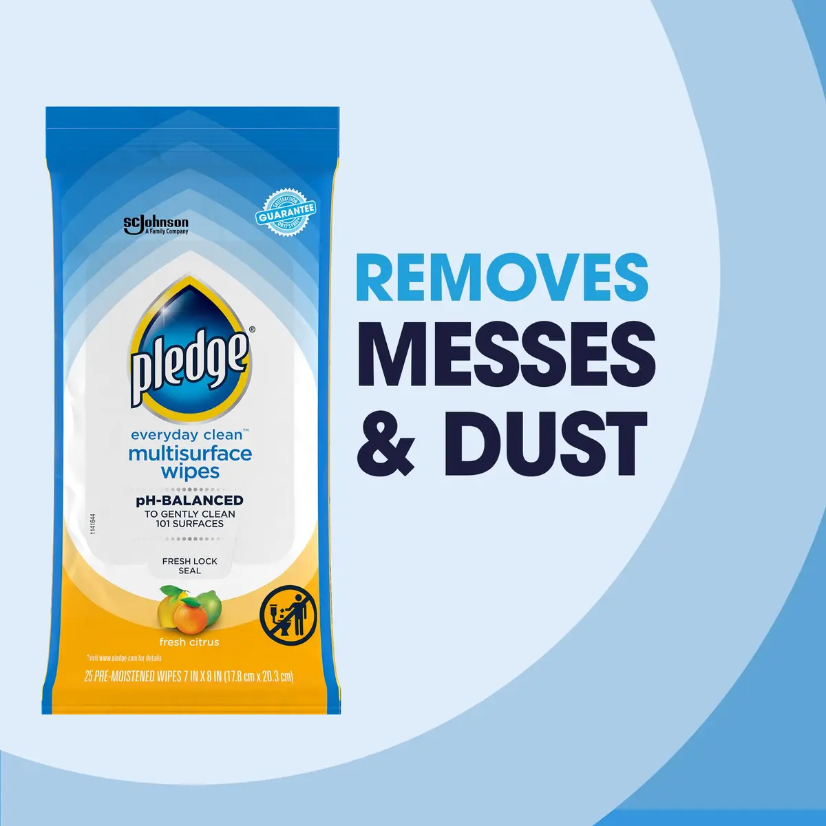 Pledge pH Balanced Multi Surface Cleaning Wipes, Fresh Citrus | 25 Ct, Safe & Effective for Indian Homes - view 4