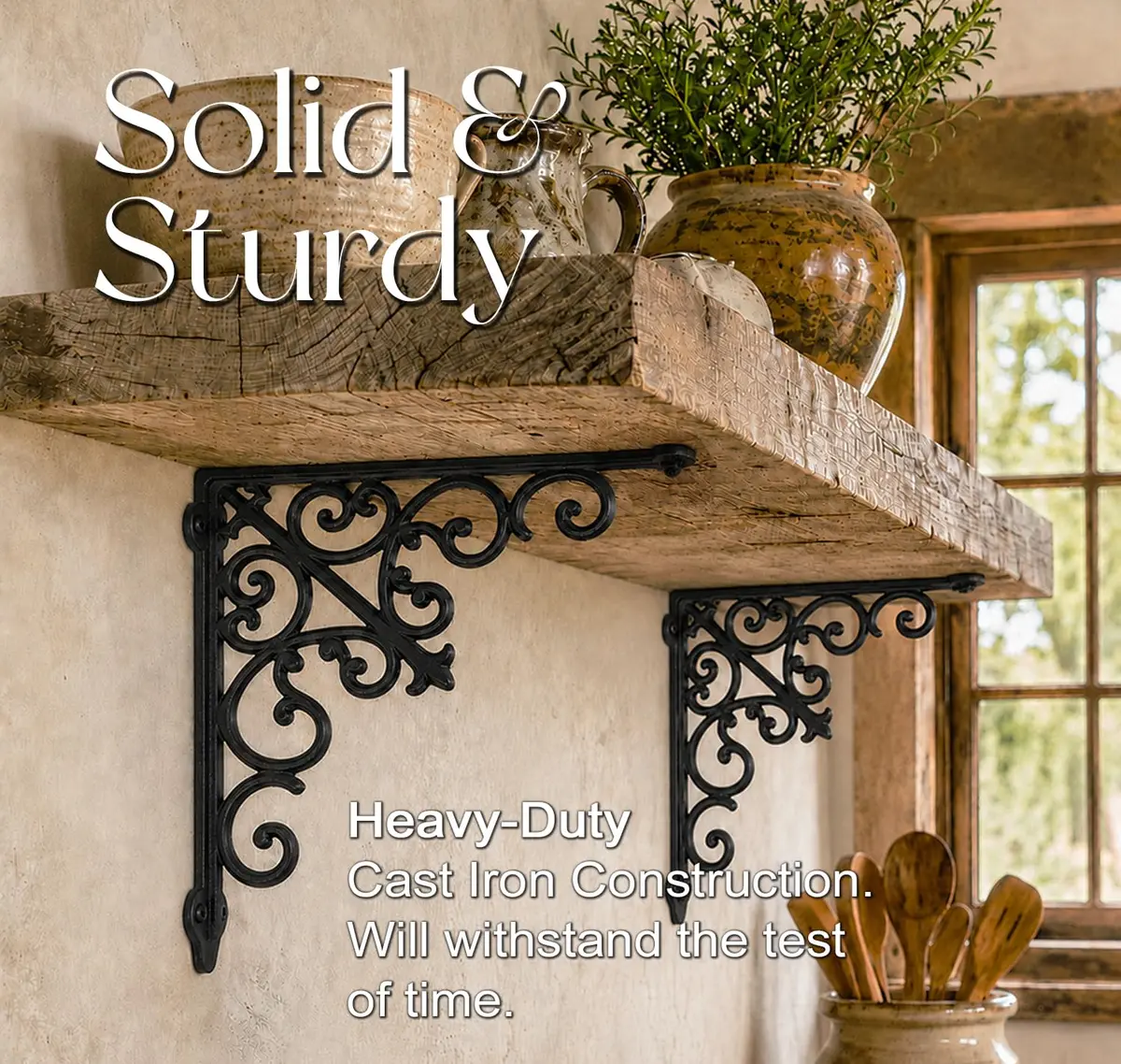 NACH Decorative Shelf Brackets 2 Pack of 10.6 x 2 x 10.6 inch | Victorian Style Heavy Duty Cast Iron - view 5