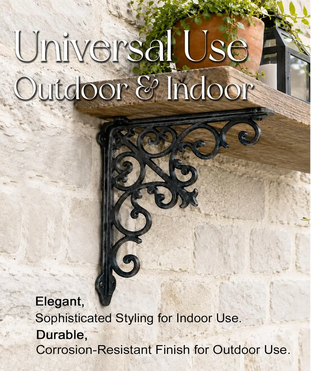 NACH Decorative Shelf Brackets 2 Pack of 10.6 x 2 x 10.6 inch | Victorian Style Heavy Duty Cast Iron - view 4