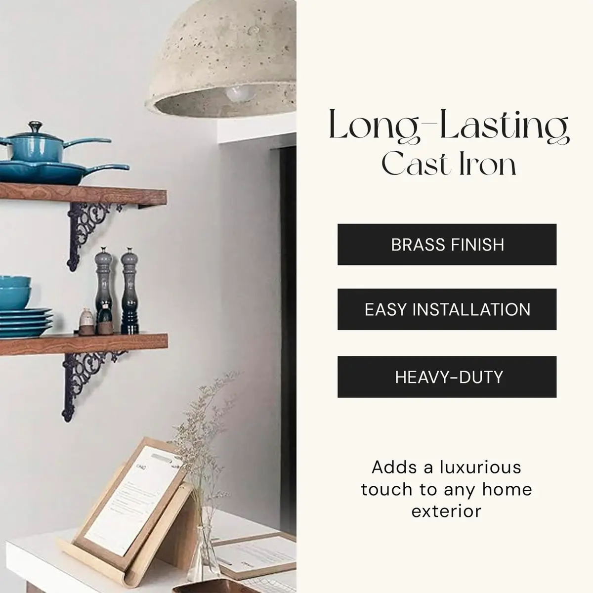 NACH Decorative Shelf Brackets 6 x 1.3 x 6 inch | Heavy Duty Cast Iron Victorian Shelf Support - view 5