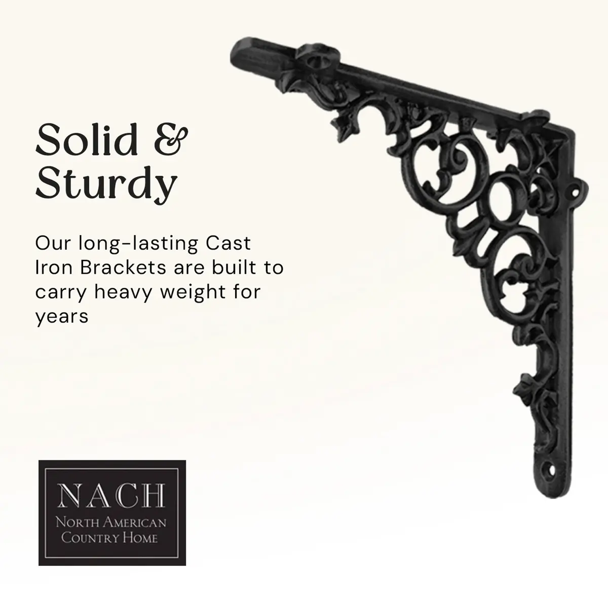 NACH Decorative Shelf Brackets 6 x 1.3 x 6 inch | Heavy Duty Cast Iron Victorian Shelf Support - view 3