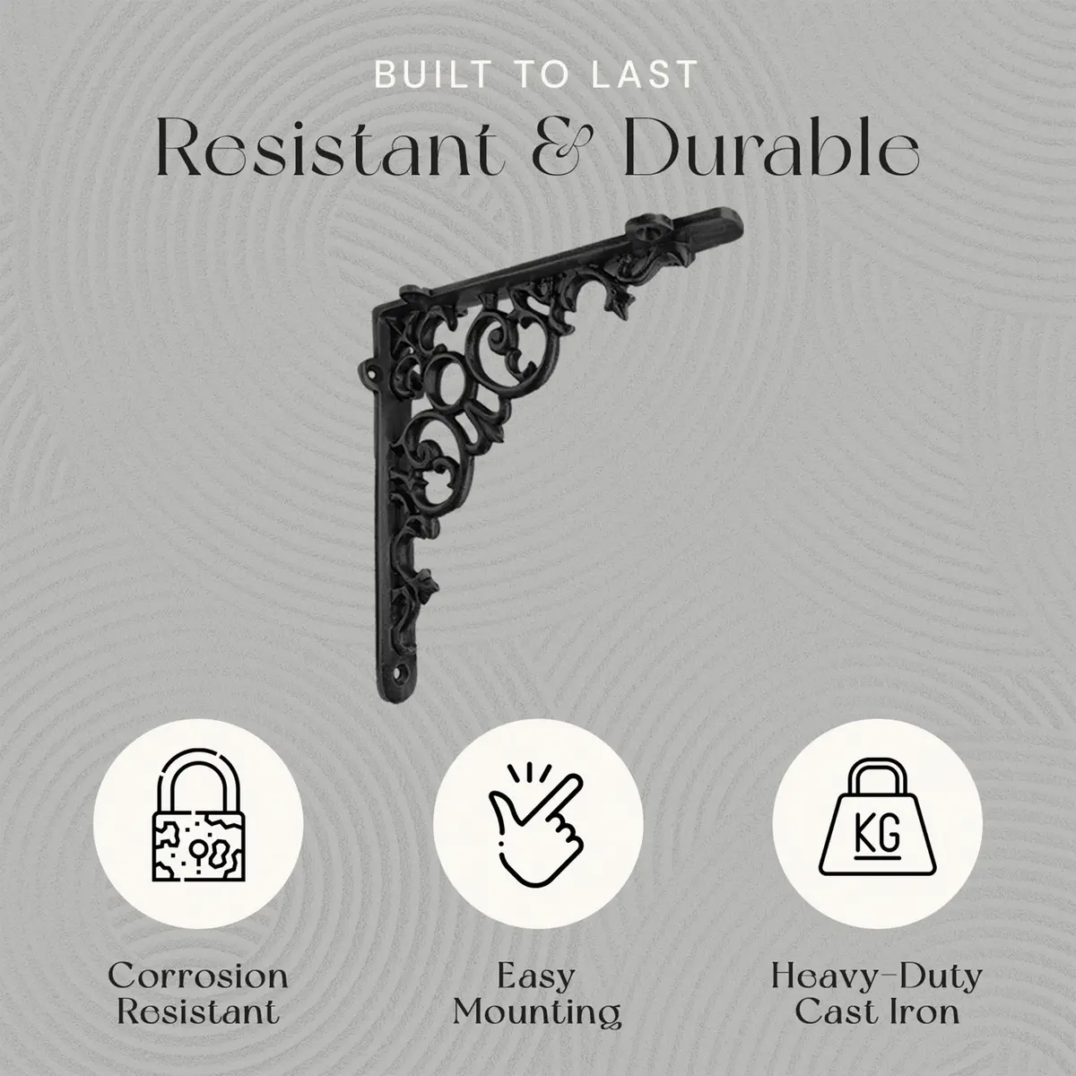 NACH Decorative Shelf Brackets 6 x 1.3 x 6 inch | Heavy Duty Cast Iron Victorian Shelf Support - view 4