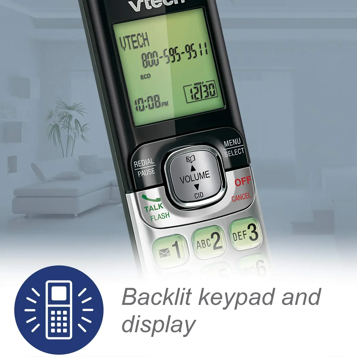 VTech CS6529 1-Handset Cordless Phone with Answering Machine | DECT 6.0, Caller ID, Silver/Black - view 6