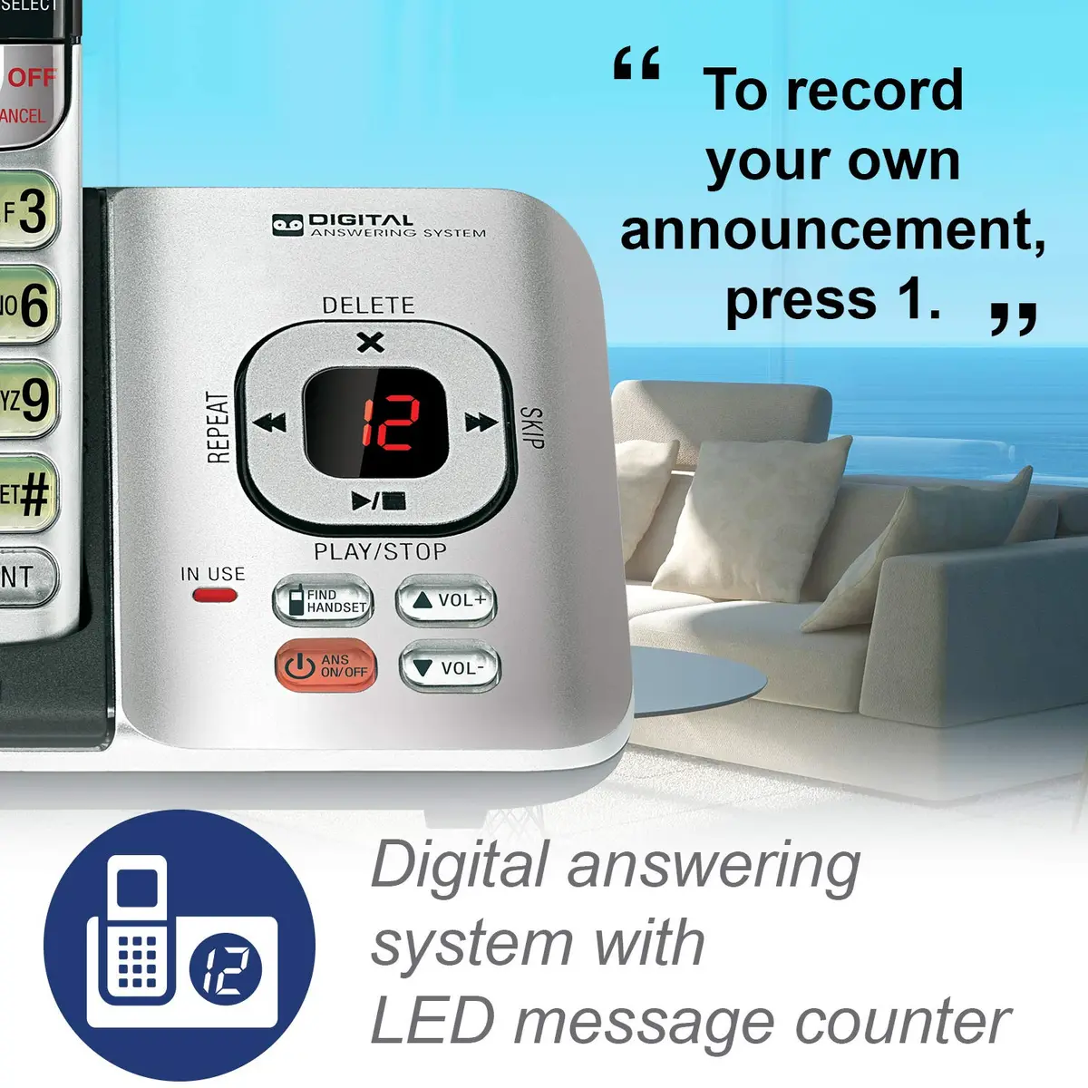 VTech CS6529 1-Handset Cordless Phone with Answering Machine | DECT 6.0, Caller ID, Silver/Black - view 2