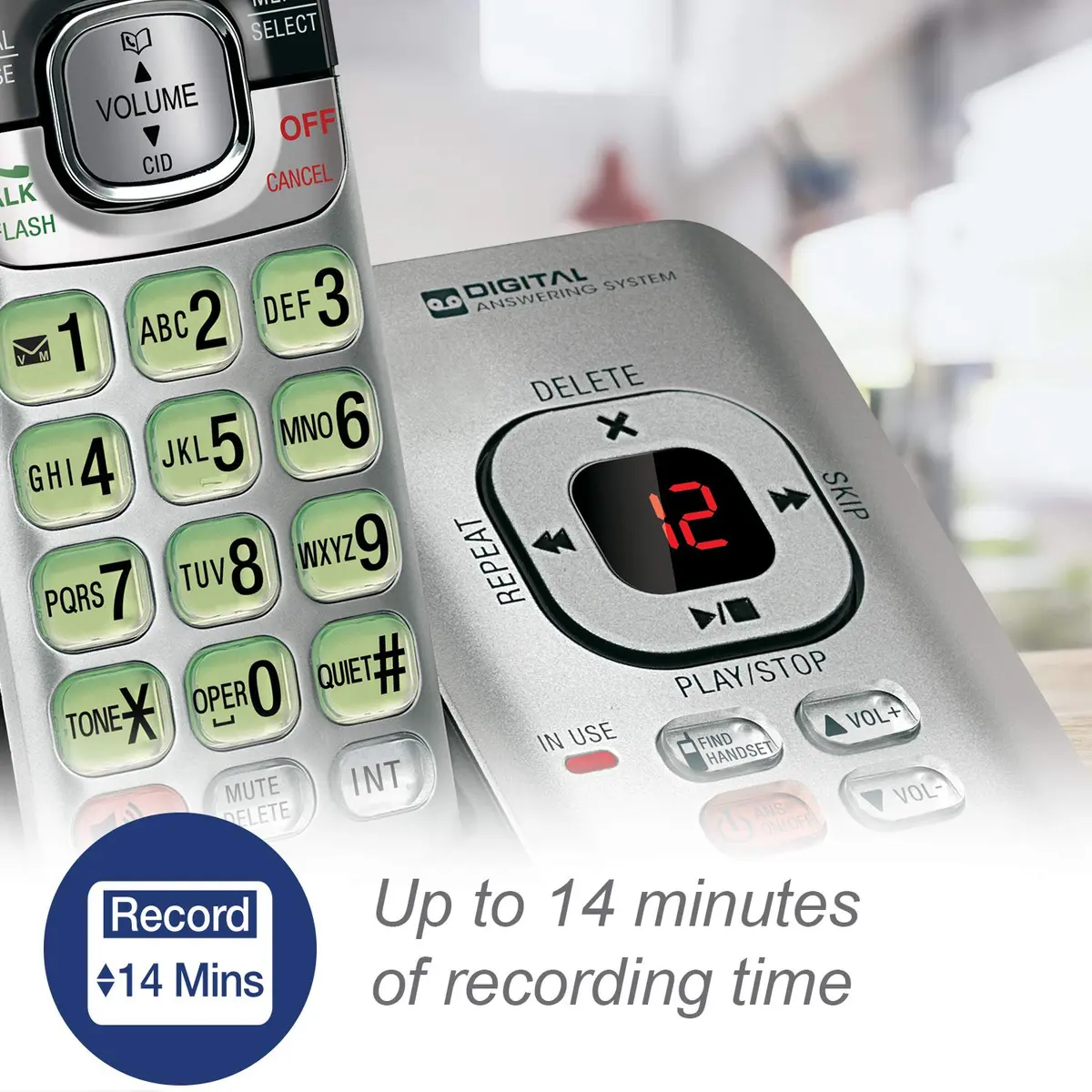VTech CS6529 1-Handset Cordless Phone with Answering Machine | DECT 6.0, Caller ID, Silver/Black - view 3