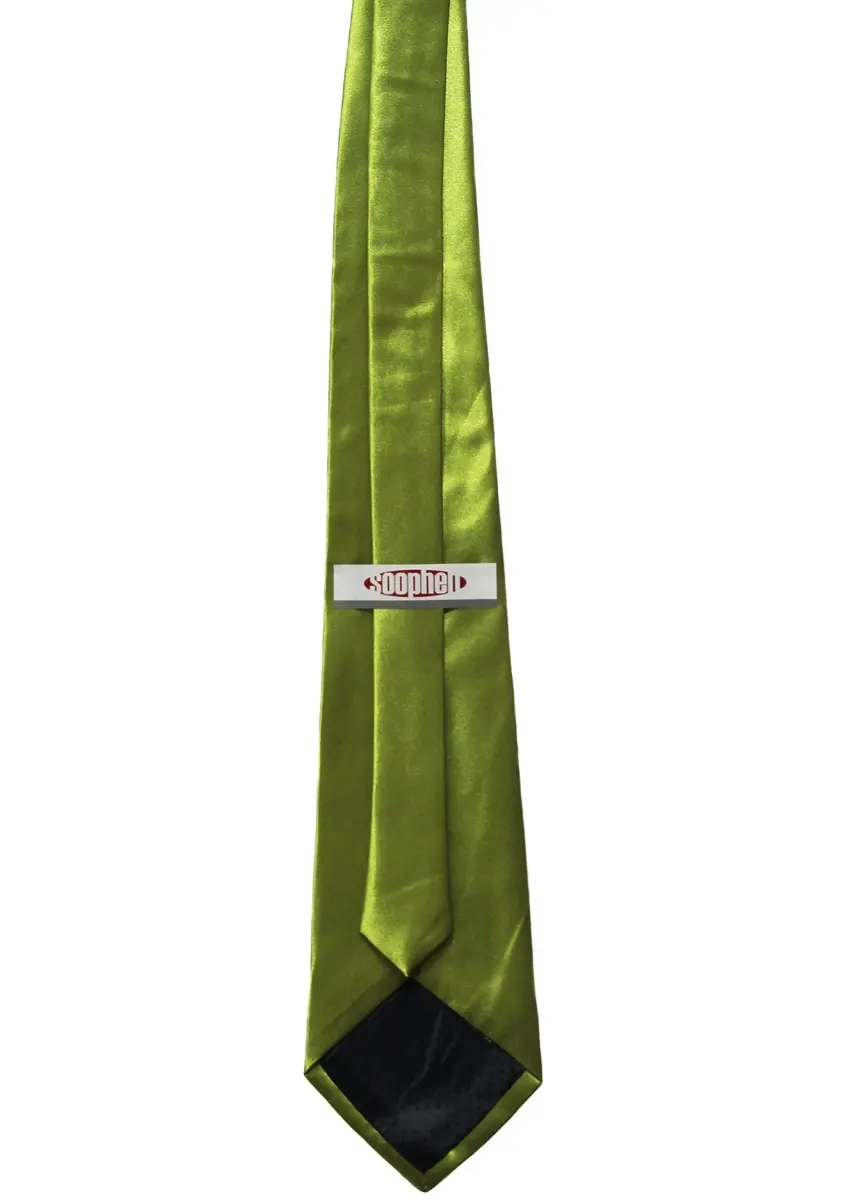 Soophen Solid Satin Necktie Olive 14.5cm (5.75in) | Formal Business Wedding Accessory - view 2