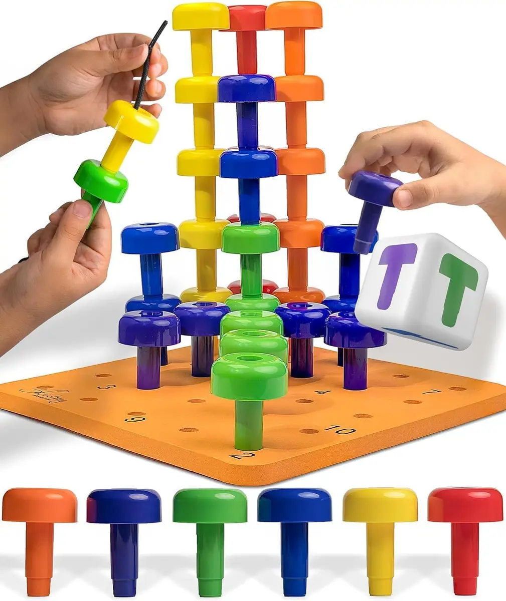Skoolzy Peg Board Set Montessori Toys for 2 Year Old 33 Pc Peg Board with 30 Pegs & Storage Bag | ASTM-Tested Educational Toy - main product image