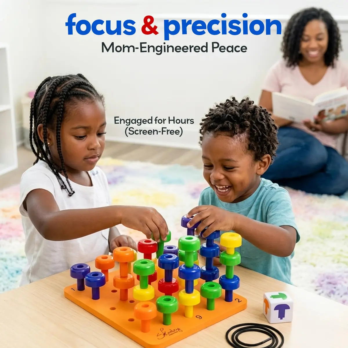 Skoolzy Peg Board Set Montessori Toys for 2 Year Old 33 Pc Peg Board with 30 Pegs & Storage Bag | ASTM-Tested Educational Toy - view 8
