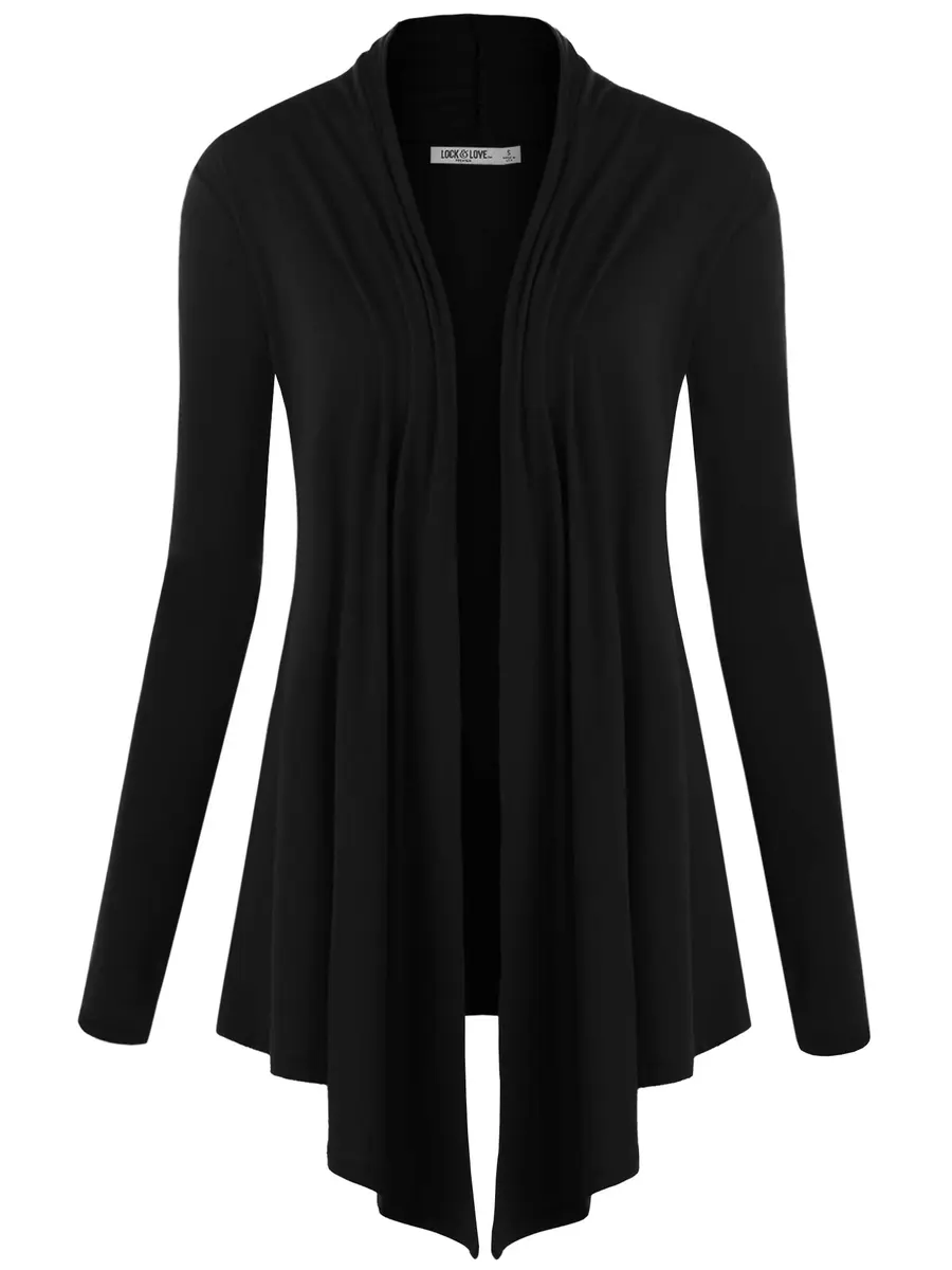 Lock and Love Women's Draped Open Front Cardigan XXL | Lightweight Long Sleeve Asymmetrical Hem - main product image