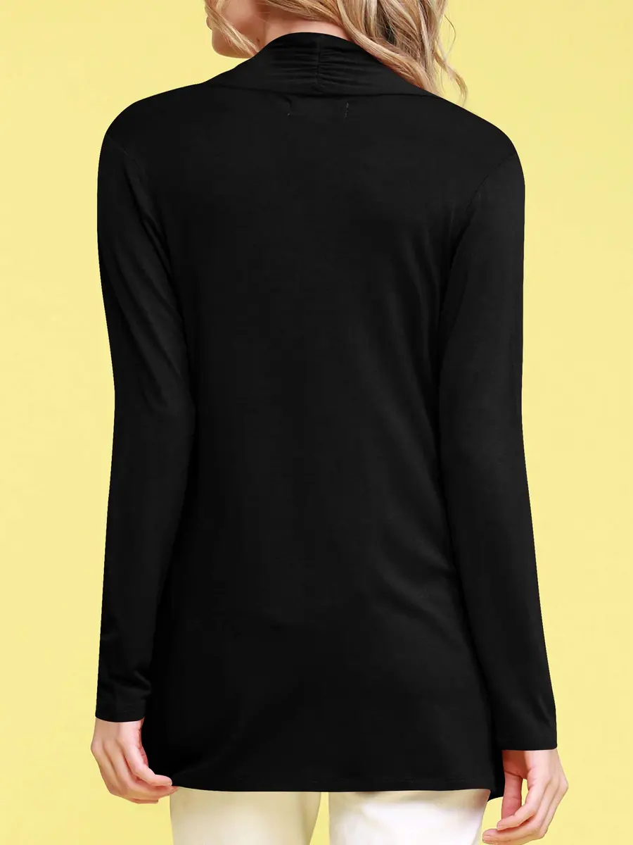 Lock and Love Women's Draped Open Front Cardigan XXL | Lightweight Long Sleeve Asymmetrical Hem - view 4