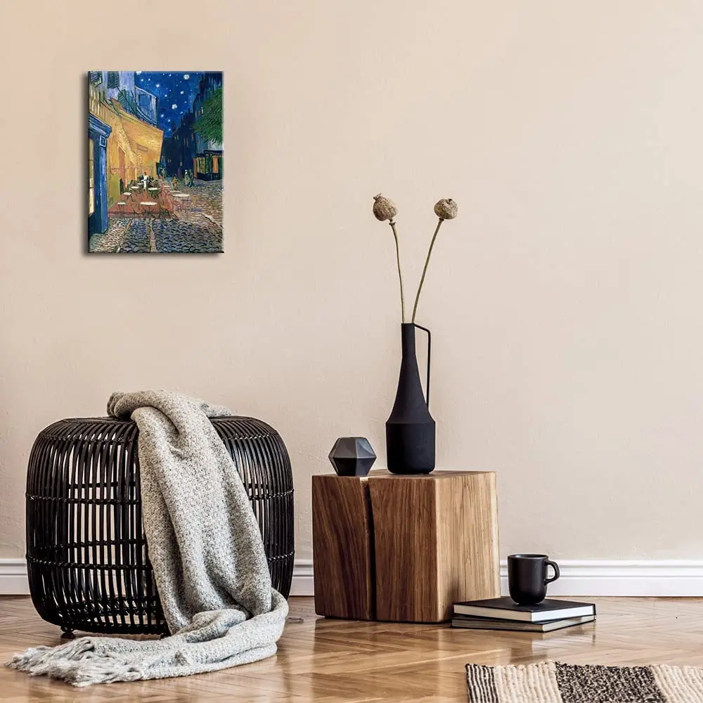 Wieco Art Cafe Terrace at Night Modern Canvas Wall Art 16"L x 12"W | Van Gogh Reproduction - view 6