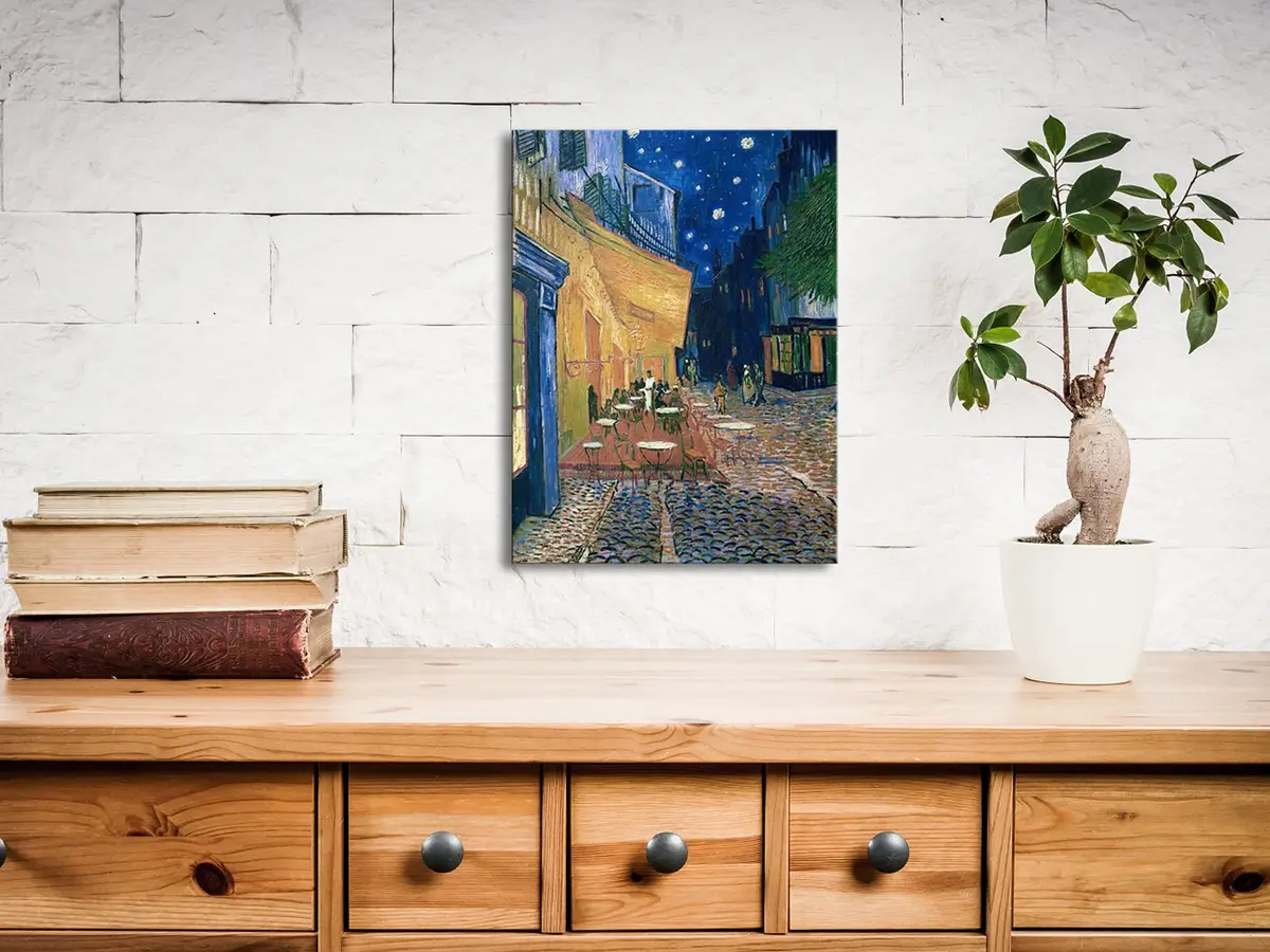 Wieco Art Cafe Terrace at Night Modern Canvas Wall Art 16"L x 12"W | Van Gogh Reproduction - view 2