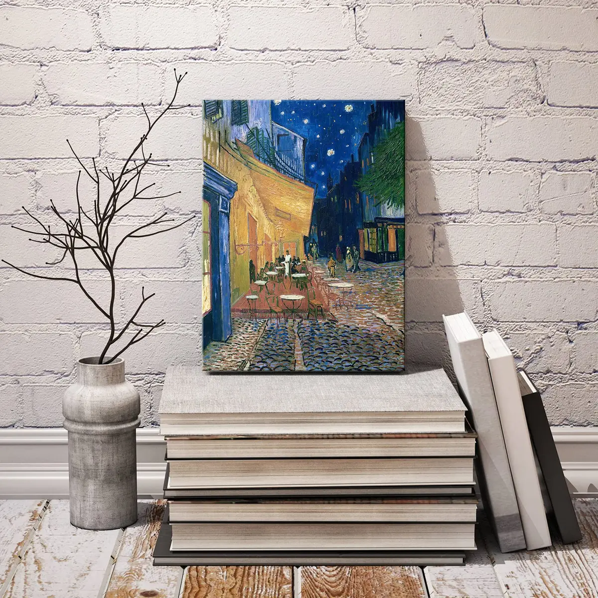 Wieco Art Cafe Terrace at Night Modern Canvas Wall Art 16"L x 12"W | Van Gogh Reproduction - view 3
