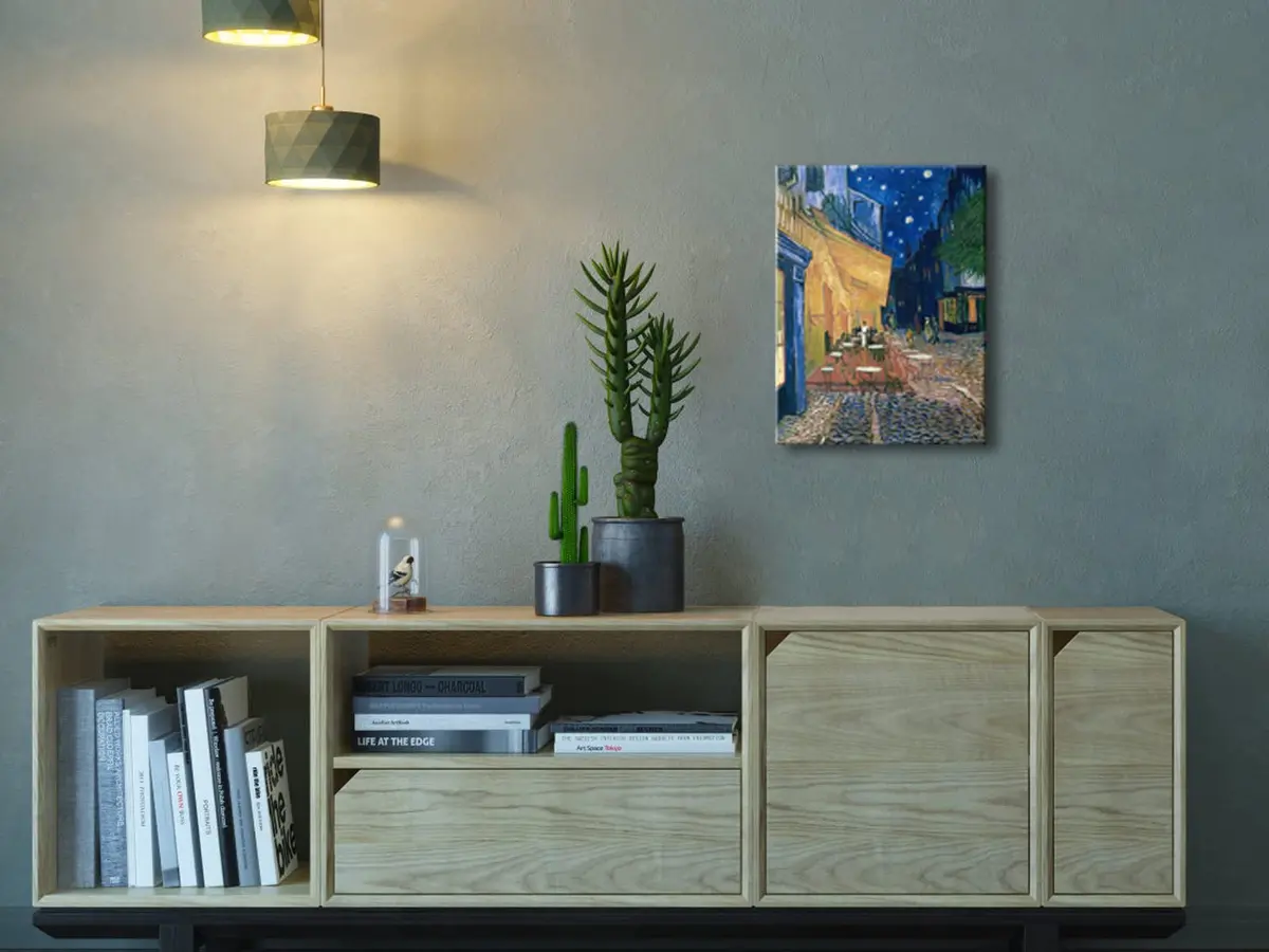 Wieco Art Cafe Terrace at Night Modern Canvas Wall Art 16"L x 12"W | Van Gogh Reproduction - view 4
