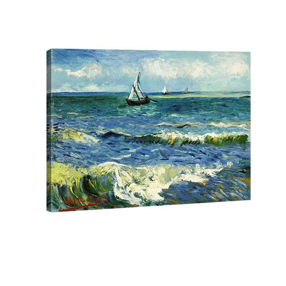 Wieco Art Canvas Prints Wall Art Seascape at Saintes Maries | Ocean Sea Pictures for Bedroom & Home - main product image