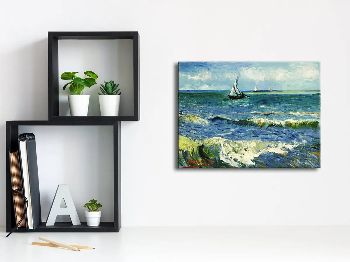 Wieco Art Canvas Prints Wall Art Seascape at Saintes Maries | Ocean Sea Pictures for Bedroom & Home - view 5
