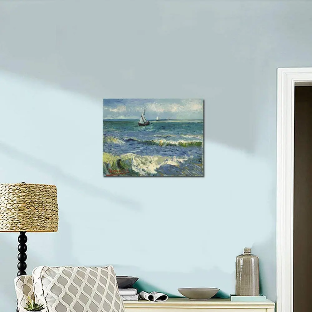 Wieco Art Canvas Prints Wall Art Seascape at Saintes Maries | Ocean Sea Pictures for Bedroom & Home - view 7