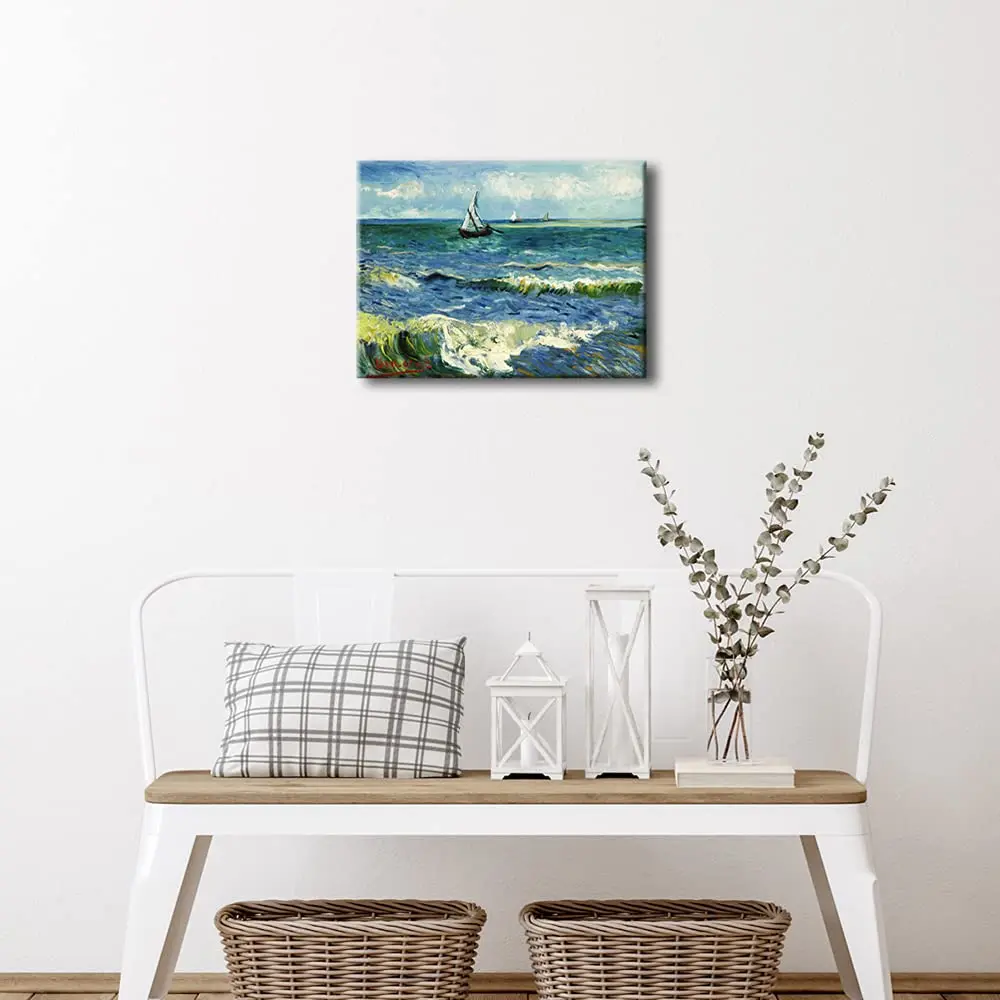 Wieco Art Canvas Prints Wall Art Seascape at Saintes Maries | Ocean Sea Pictures for Bedroom & Home - view 2