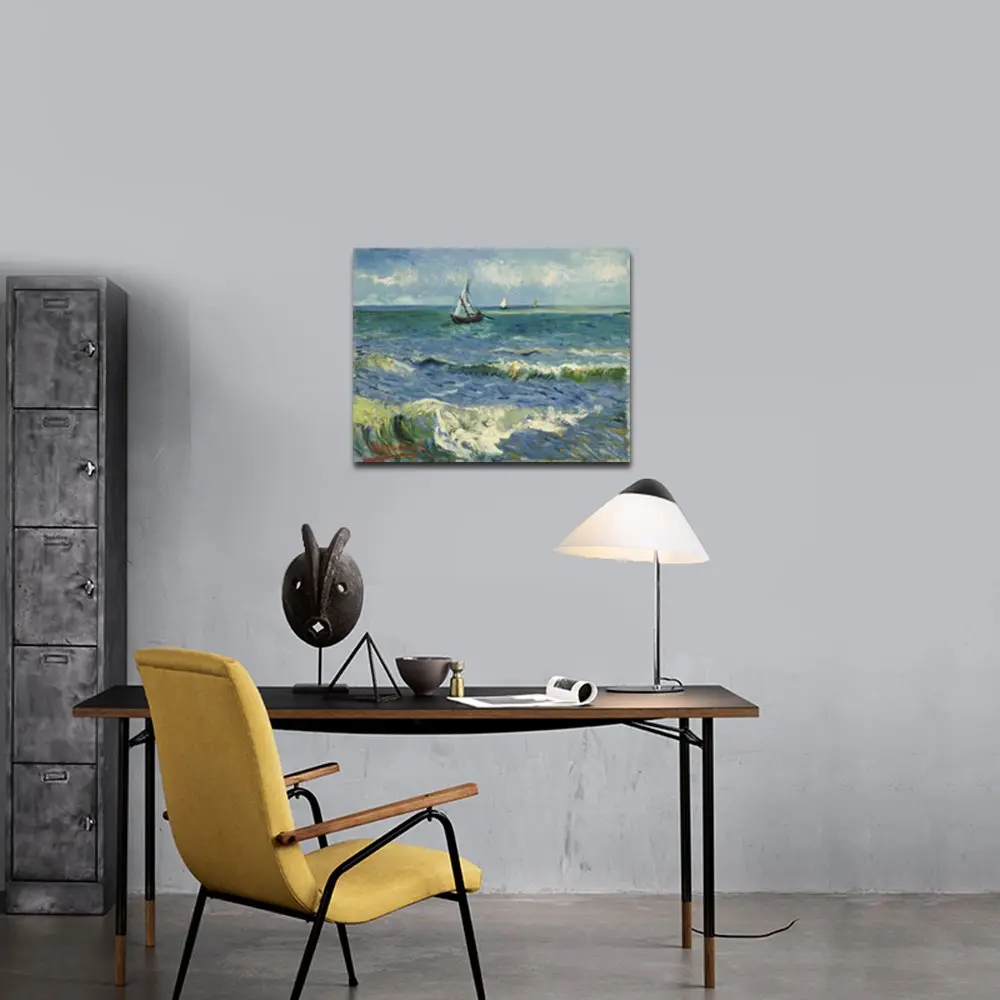 Wieco Art Canvas Prints Wall Art Seascape at Saintes Maries | Ocean Sea Pictures for Bedroom & Home - view 3