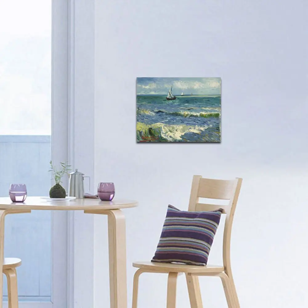 Wieco Art Canvas Prints Wall Art Seascape at Saintes Maries | Ocean Sea Pictures for Bedroom & Home - view 4