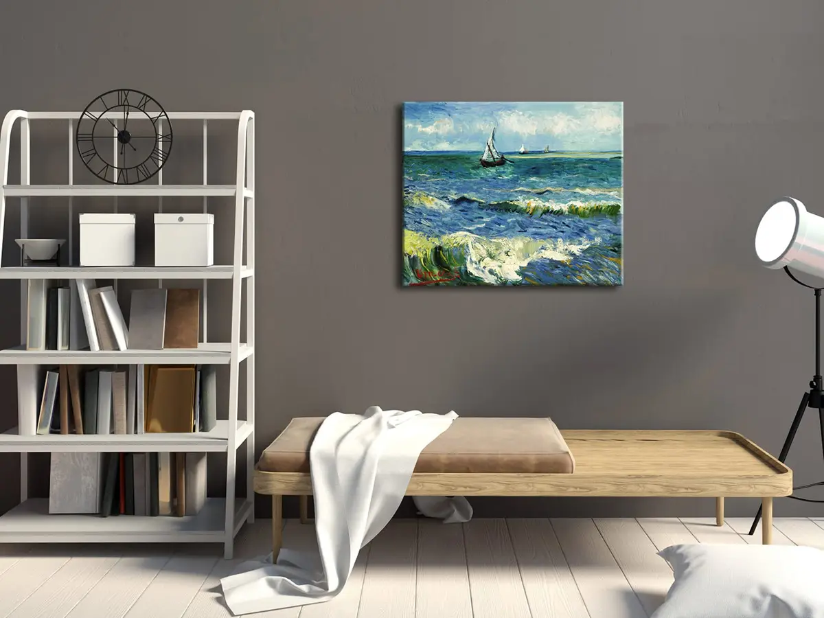 Wieco Art Seascape at Saintes Maries by Vincent Van Gogh Oil Canvas Wall Art 24"L x 20"W | Modern Sea Painting - view 7
