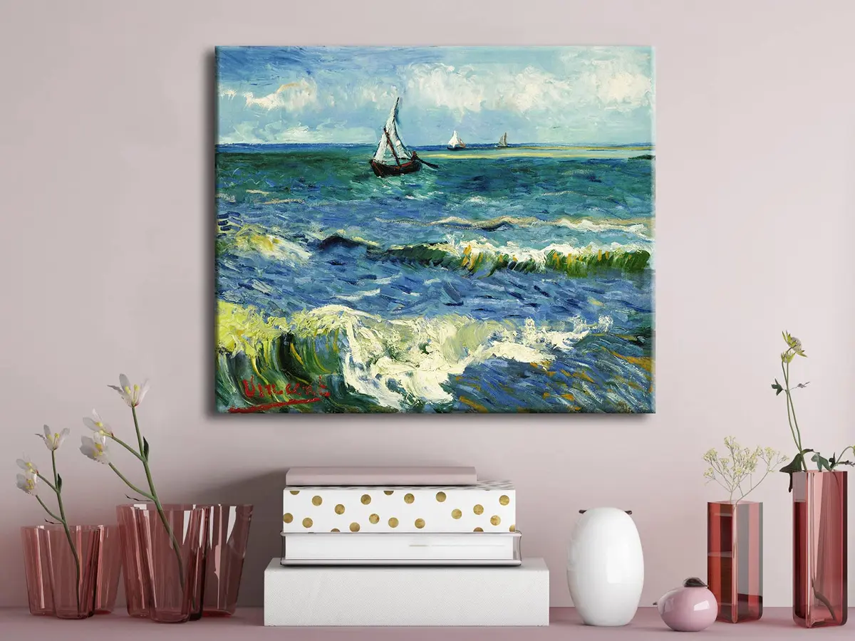 Wieco Art Seascape at Saintes Maries by Vincent Van Gogh Oil Canvas Wall Art 24"L x 20"W | Modern Sea Painting - view 8