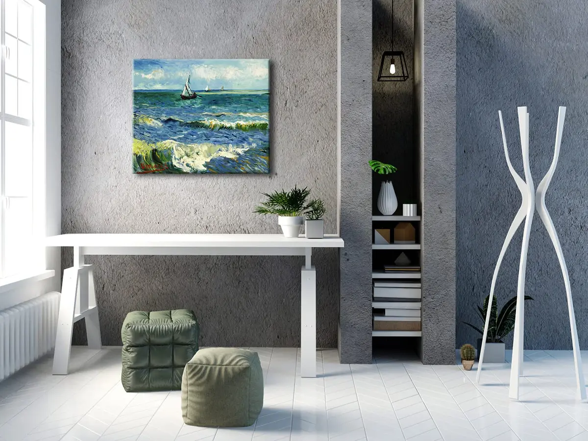 Wieco Art Seascape at Saintes Maries by Vincent Van Gogh Oil Canvas Wall Art 24"L x 20"W | Modern Sea Painting - view 2