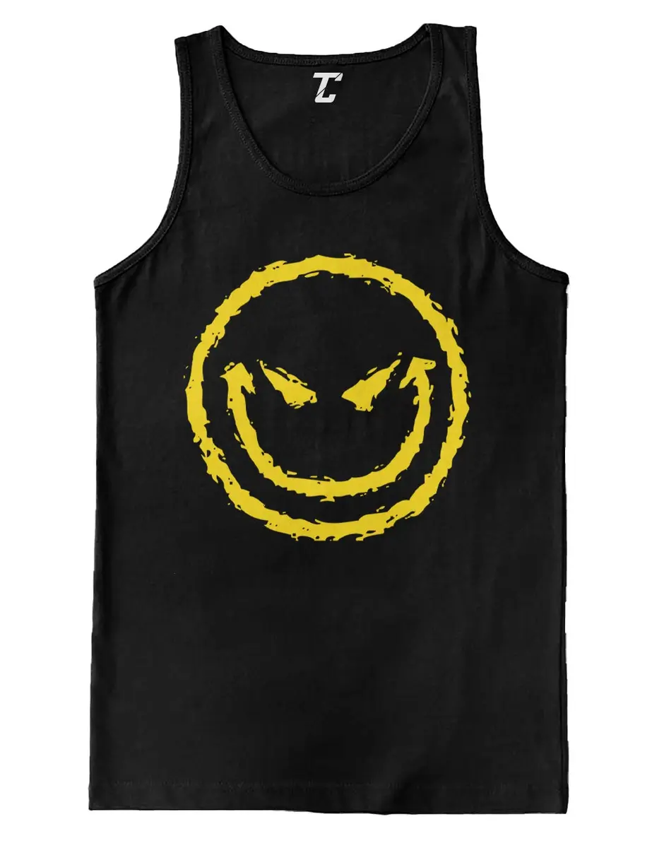 Tcombo Evil Smile - Funny Badass Emoticon Men's Tank Top (Black, X-Large) | Comfortable Cotton Athletic Fit - main product image