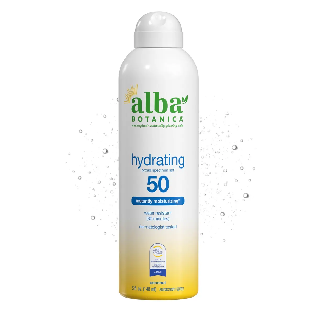 Alba Botanica Hydrating Sunscreen Spray SPF 50 Broad Spectrum Protection 156g (5.5 Fl Oz) | Instantly Moisturizing Water Resistant - main product image