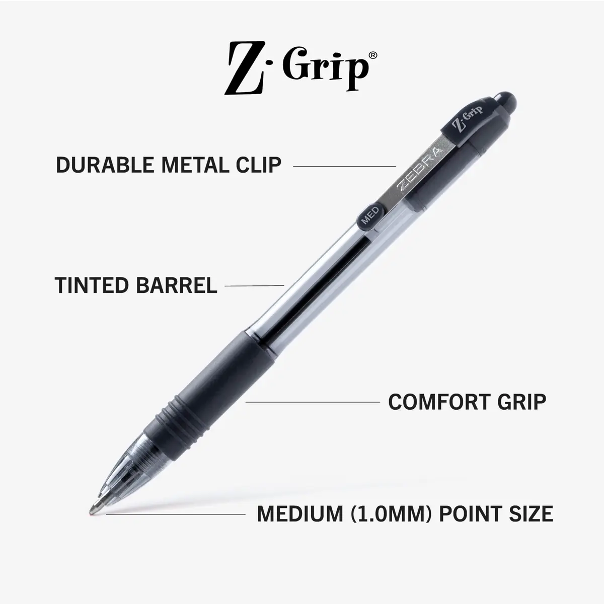Zebra Pen Z-Grip Retractable Ballpoint Pens, Black Ink, 1.0mm Medium Point, 48 Bulk-Pack | Smooth Writing for Students & Professionals - view 3