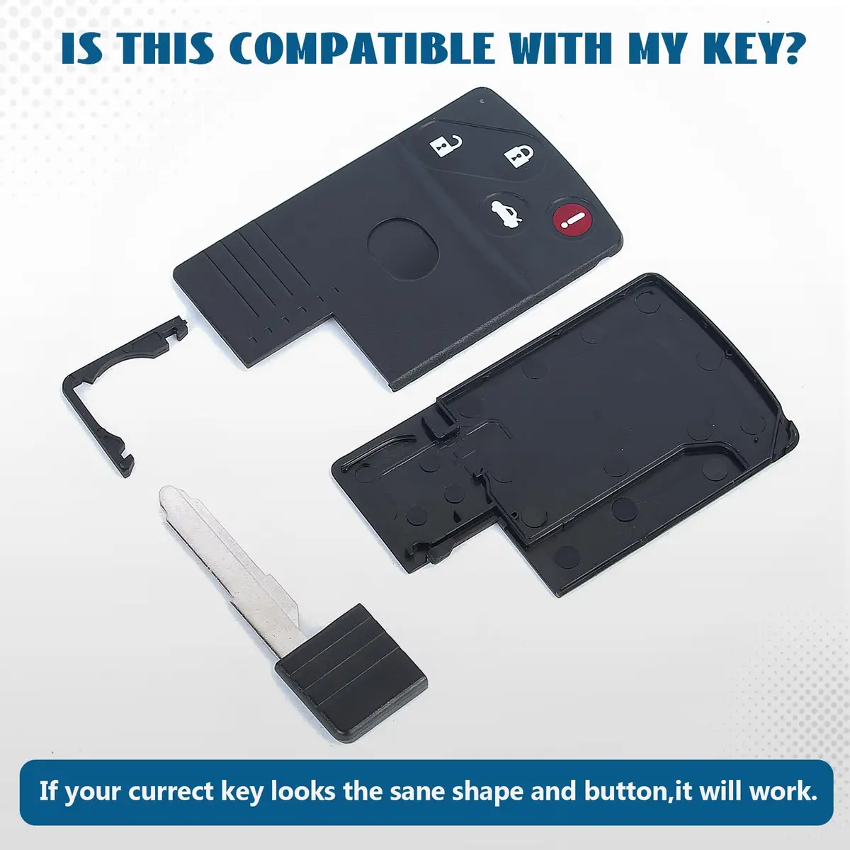 Keyecu Smart Card Remote Key Shell Case for Mazda 5 6 CX-7 CX-9 RX8 Miata 3+1 Button | Durable Plastic Cover for Mazda Key - view 3