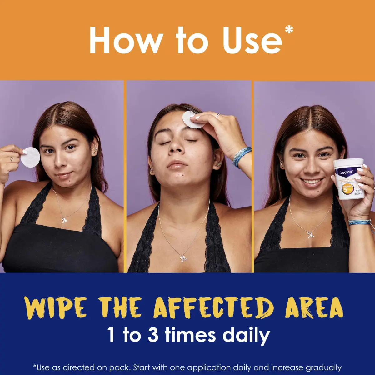 Clearasil Stubborn Acne Control 5in1 Daily Facial Cleansing Pads with Salicylic Acid 90 Count - view 4